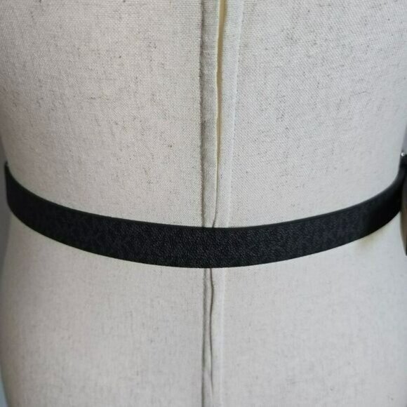 Michael Kors, New, MK Gray Black Logo Pebbled Leather Belt Bag, Small, Medium - Picture 7 of 12
